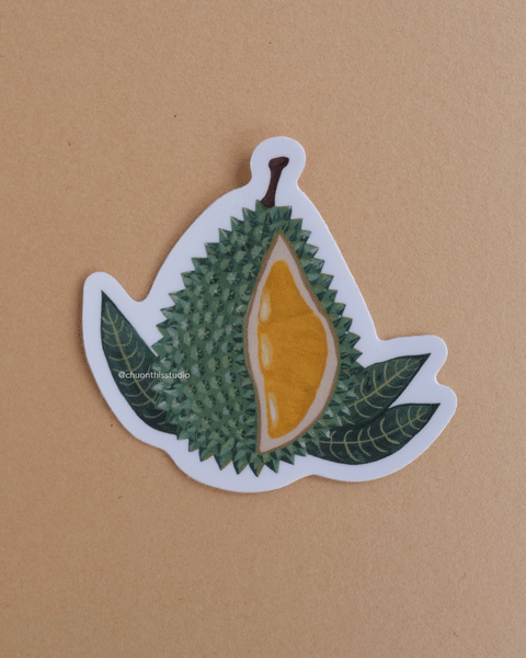 Durian Waterproof Die-Cut White Vinyl Sticker