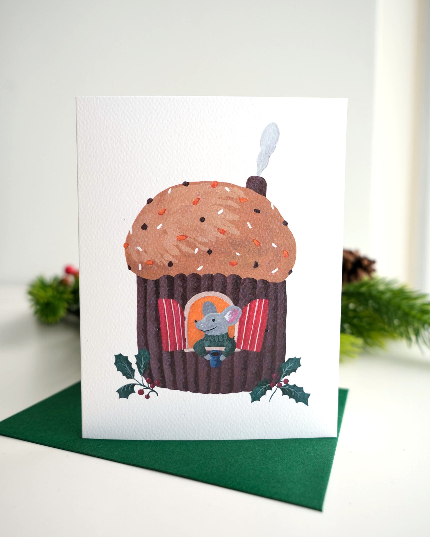 Mouse in a Panettone House Greeting Card