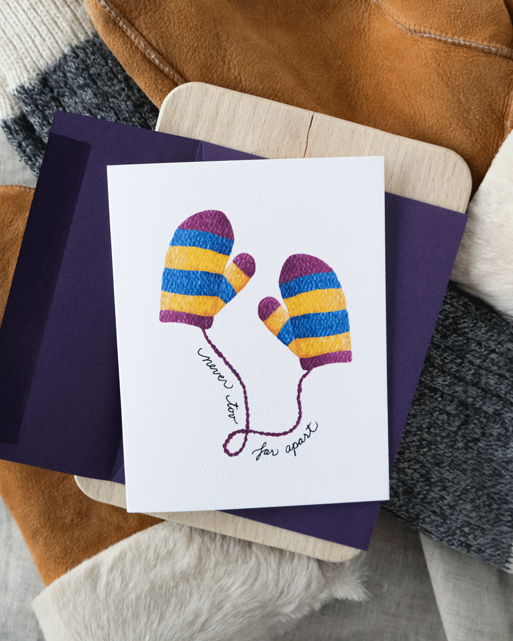 Never Too Far Apart Mittens Holiday Greeting Card
