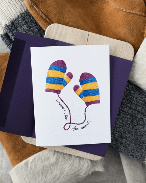 Never Too Far Apart Mittens Holiday Greeting Card