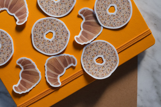croissant and bagel stickers
