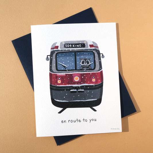 En Route to You Raccoon Greeting Card