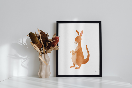 Parent and Baby Kangaroo Art Print