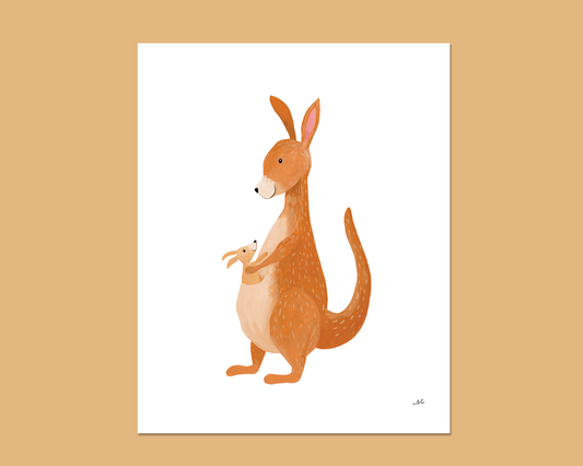 Parent and Baby Kangaroo Art Print