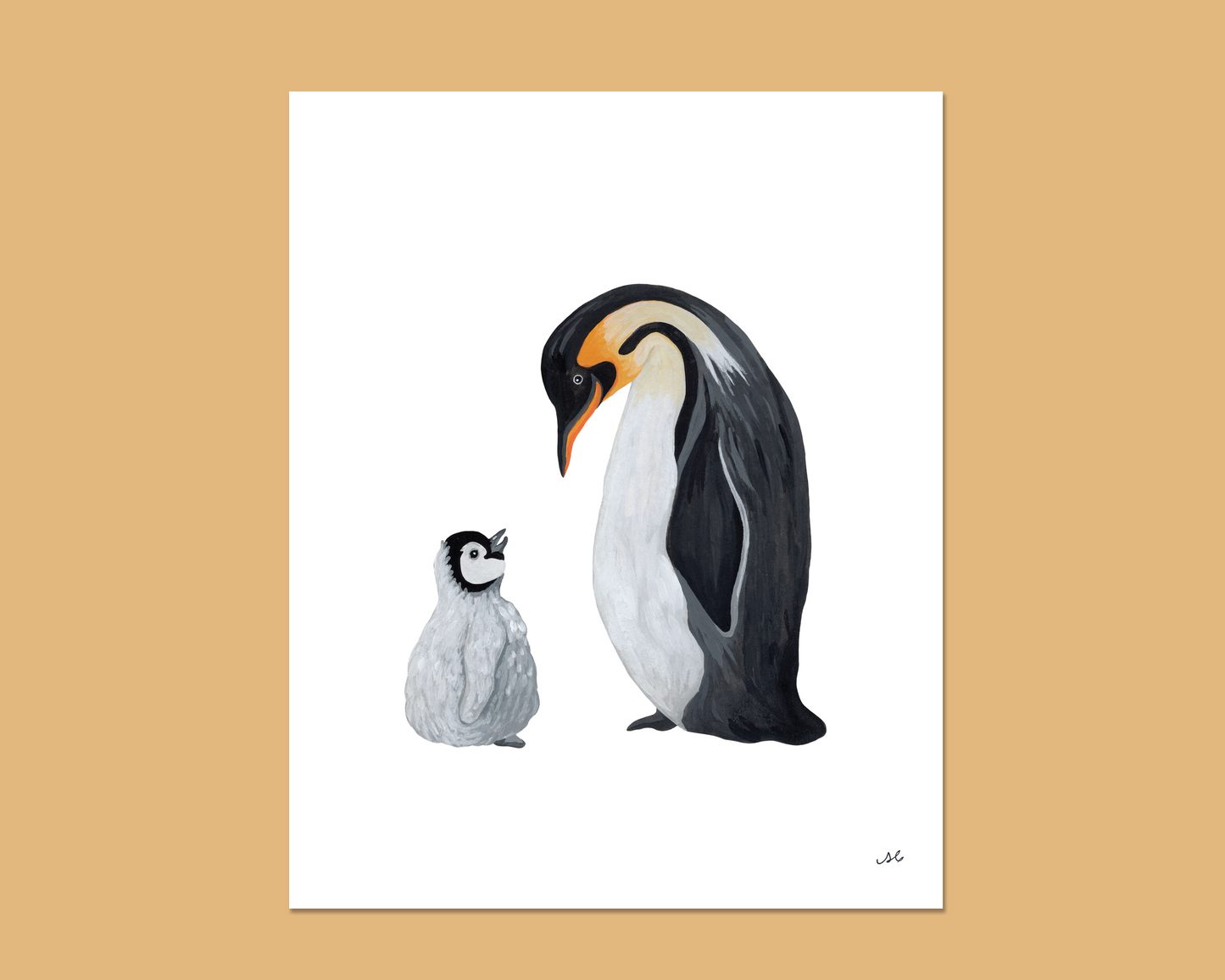 Parent and Baby Penguin Art Print