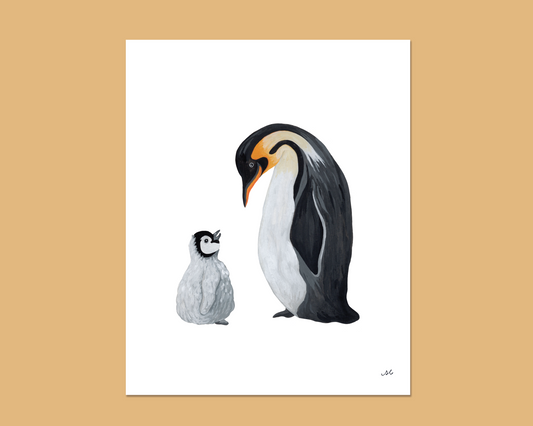Parent and Baby Penguin Art Print