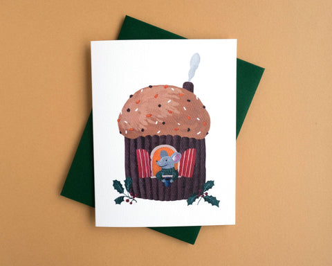 Mouse in a Panettone House Greeting Card