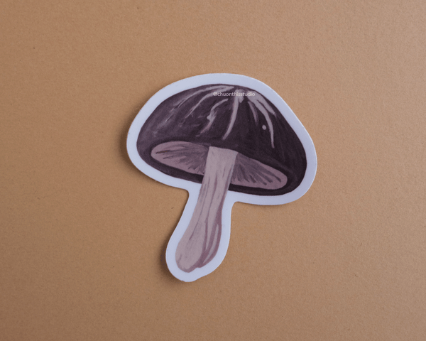 Shiitake Mushroom Waterproof Die-Cut White Vinyl Sticker