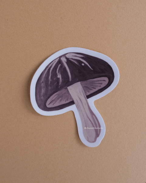 Shiitake Mushroom Waterproof Die-Cut White Vinyl Sticker