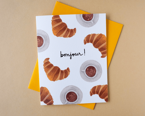 Bonjour Croissant and Coffee Card