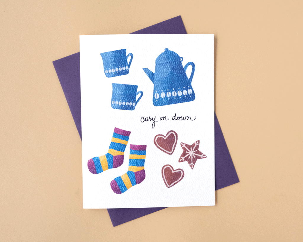 Cosy on Down Holiday Greeting Card
