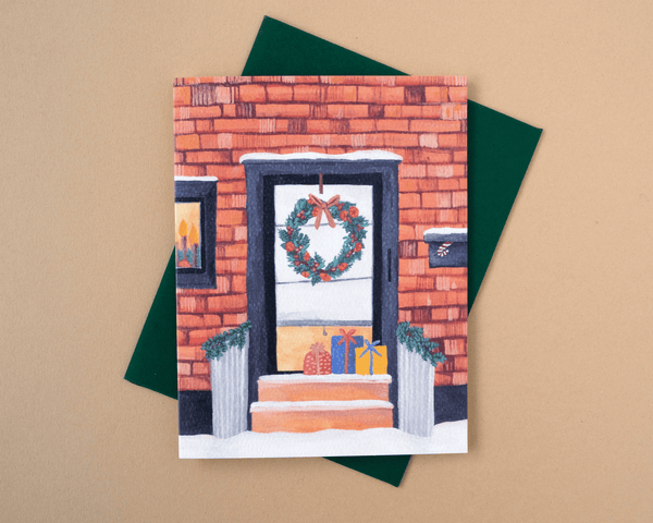 Leslieville Holiday Door - Doors of Toronto Greeting Card