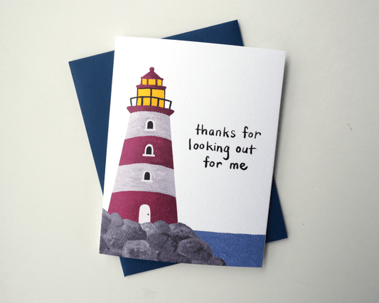 Thanks for Looking out for Me Lighthouse Greeting Card