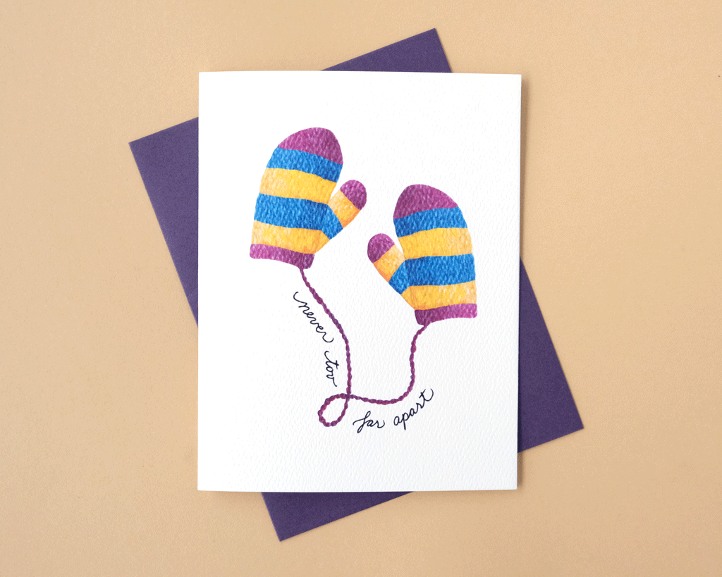 Never Too Far Apart Mittens Holiday Greeting Card